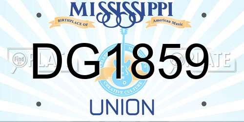 DG1859 Mississippi License Plate