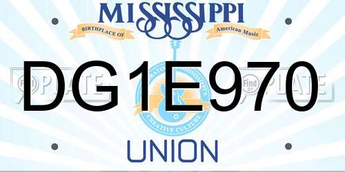 DG1E970 Mississippi License Plate