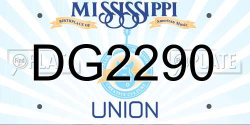DG2290 Mississippi License Plate