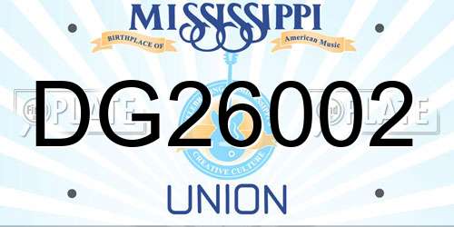 DG26002 Mississippi License Plate