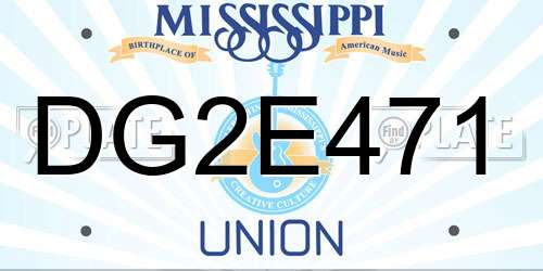 DG2E471 Mississippi License Plate