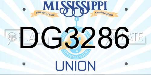 DG3286 Mississippi License Plate