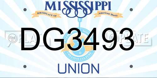DG3493 Mississippi License Plate