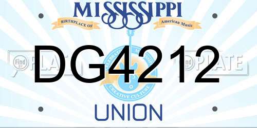 DG4212 Mississippi License Plate