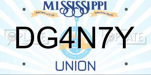 DG4N7Y Mississippi License Plate