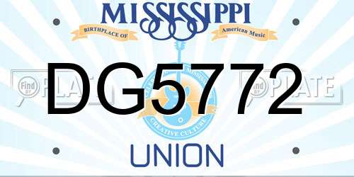 DG5772 Mississippi License Plate