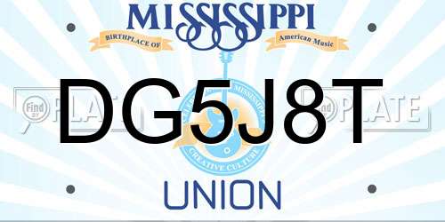 DG5J8T Mississippi License Plate