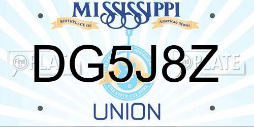 DG5J8Z Mississippi License Plate