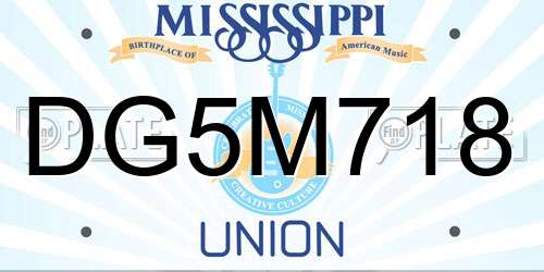 DG5M718 Mississippi License Plate