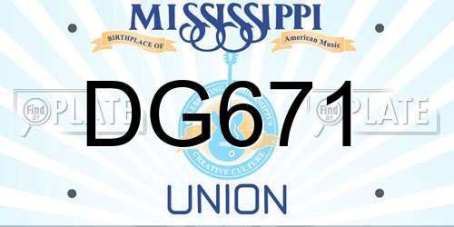 DG671 Mississippi License Plate