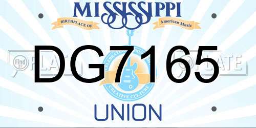 DG7165 Mississippi License Plate