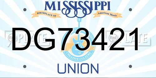 DG73421 Mississippi License Plate