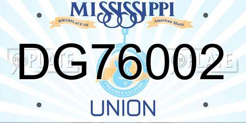 DG76002 Mississippi License Plate