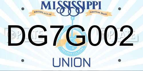 DG7G002 Mississippi License Plate