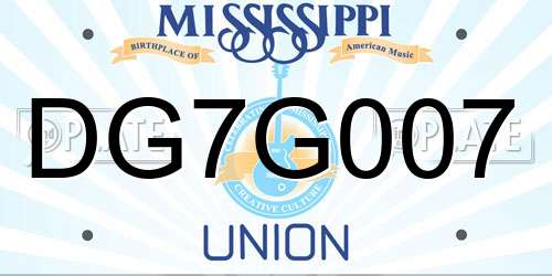 DG7G007 Mississippi License Plate