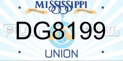 DG8199 Mississippi License Plate