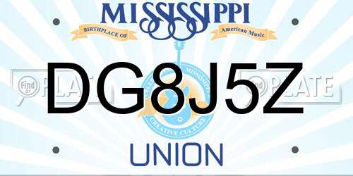 DG8J5Z Mississippi License Plate