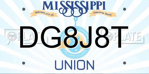 DG8J8T Mississippi License Plate