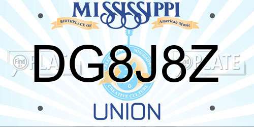 DG8J8Z Mississippi License Plate