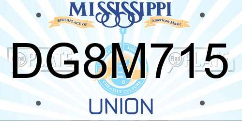 DG8M715 Mississippi License Plate