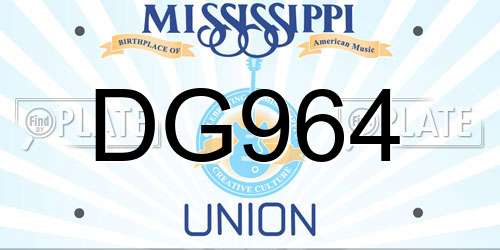 DG964 Mississippi License Plate