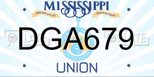 DGA679 Mississippi License Plate