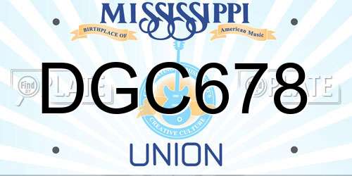 DGC678 Mississippi License Plate