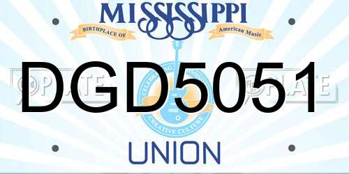 DGD5051 Mississippi License Plate