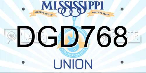 DGD768 Mississippi License Plate