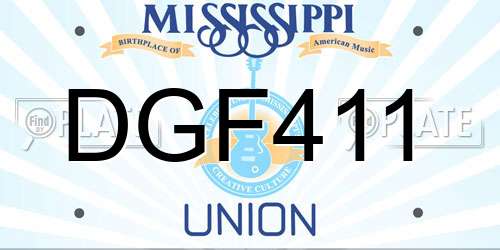 DGF411 Mississippi License Plate