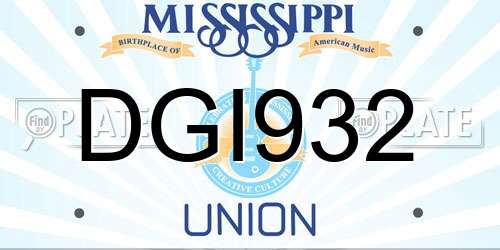 DGI932 Mississippi License Plate