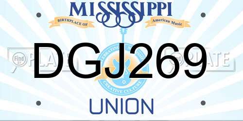 DGJ269 Mississippi License Plate