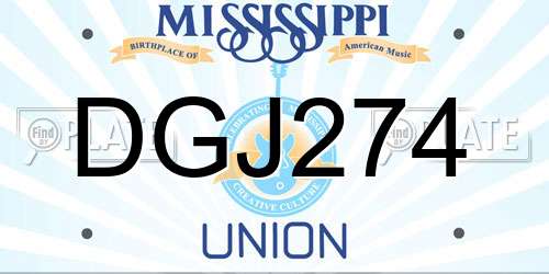 DGJ274 Mississippi License Plate