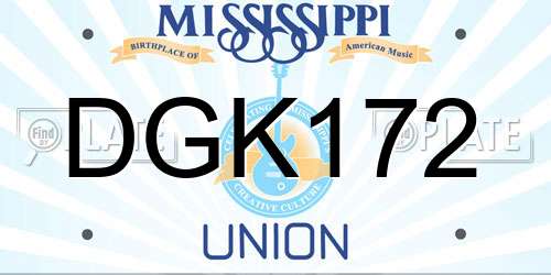DGK172 Mississippi License Plate