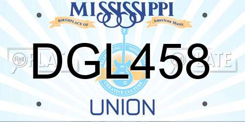 DGL458 Mississippi License Plate