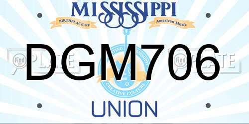 DGM706 Mississippi License Plate