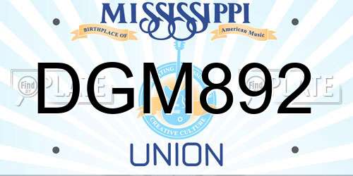 DGM892 Mississippi License Plate