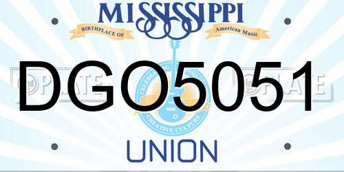 DGO5051 Mississippi License Plate