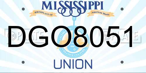 DGO8051 Mississippi License Plate