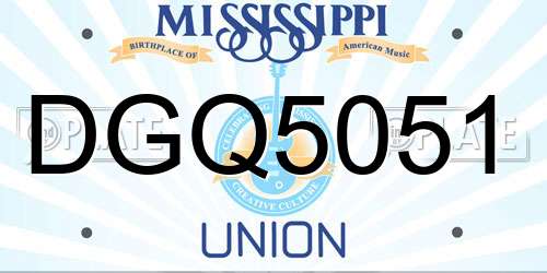 DGQ5051 Mississippi License Plate