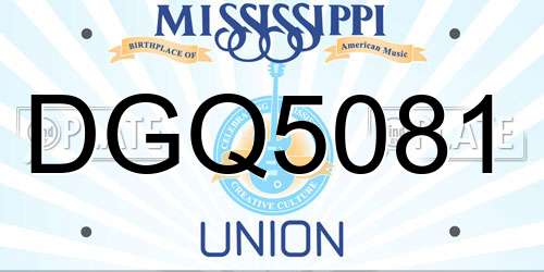 DGQ5081 Mississippi License Plate