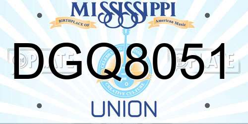 DGQ8051 Mississippi License Plate