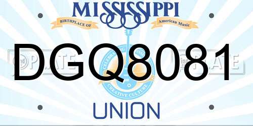 DGQ8081 Mississippi License Plate