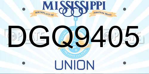 DGQ9405 Mississippi License Plate
