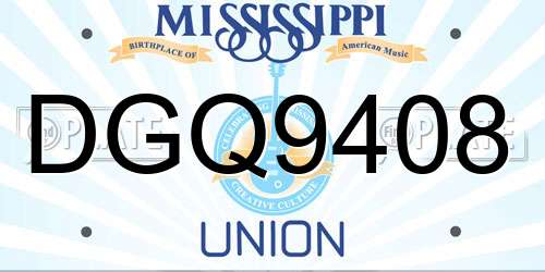 DGQ9408 Mississippi License Plate