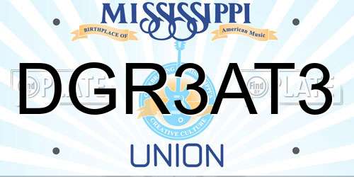 DGR3AT3 Mississippi License Plate