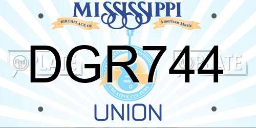 DGR744 Mississippi License Plate