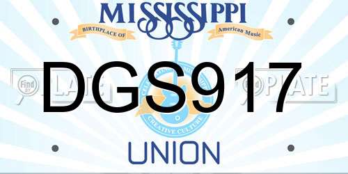 DGS917 Mississippi License Plate