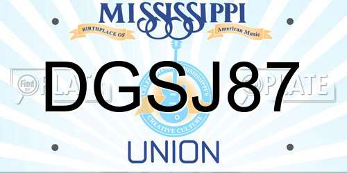 DGSJ87 Mississippi License Plate