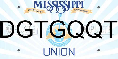 DGTGQQT Mississippi License Plate